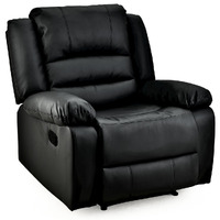 FORTIA Luxury Recliner Lounge Chair, Single Faux Leather Armchair, for Home Theatre Cinema, Elderly, Black