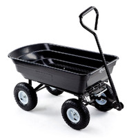 250kg Poly Pull Dump Cart Garden Hand Trailer Wagon Lawn Wheelbarrow