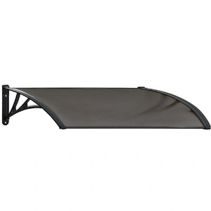 SHADE SHIELD 1x1m Aluminium Exterior Awning, Black DIY External UV Rain Protection Grey Tinted Polycarbonate Canopy Cover