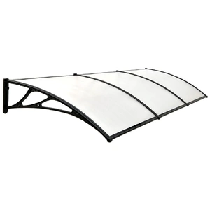 SHADE SHIELD 3x1m Aluminium Exterior Awning, Black DIY External UV Rain Protection Clear Polycarbonate Canopy Cover
