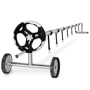 5.7m Swimming Pool Roller Cover Reel Adjustable Solar w/ Wheels Thermal Blanket