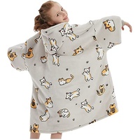 Hoodie Blanket (Kids Cat Grey)