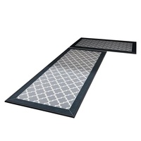2 PCS Washable Non Slip Absorbent Kitchen Floor Mat (44x80+44x150cm, Black Lucky Clover)