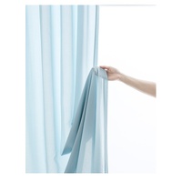 Natural Linen Blended Curtains (Set of 2, W132cm x D274cm, Dark Blue)
