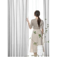 Natural Linen Blended Curtains (Set of 2, W132cm x D243cm, Light Grey)