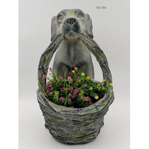 Dog with basket Planter