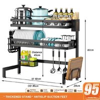 95cm Double Tier Dish Drying Rack Holder Drain caddy Kitchen Drainer Storage Over Sink Organiser