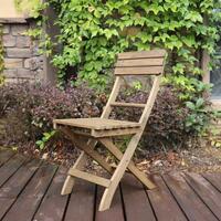 2xBackChair Folding Bistro Set Solid Fir Wood Chair Garden Outdoor Lounge