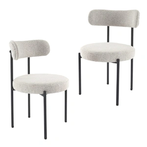 Luxe Boucle Cushioned Elsa Dining Chairs in Arctic White