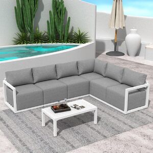 Contemporary All-Weather Lounge Set Β White