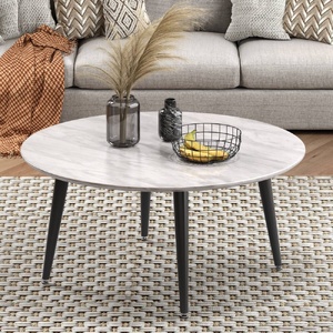 Minimalist Marble Effect Round Coffee Table
