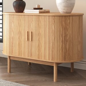 Natural Wood Ribbed Sideboard Cabinet