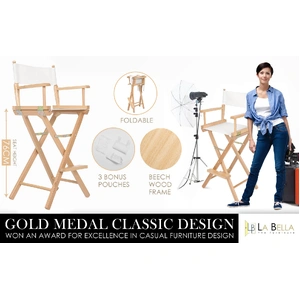 2X Director Movie Folding Tall Chair 76cm Beech WOOD HUMOR