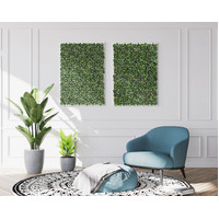4 x Garden Vertical Wall Hanging Artificial Plants Interlocking Tile Hedge Green UV 50x50cm