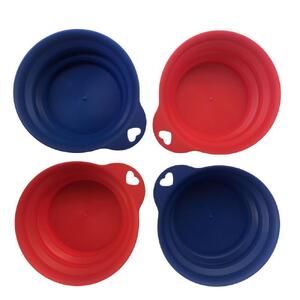 4 x Pet Portable Folding Bowl Dog Cat Food Feeding Water Feeder Collapsable Travel