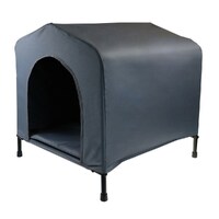 Grey M Portable Flea and Mite Resistant Dog Kennel House W Cushion