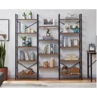 Industrial Vintage Shelf Bookshelf, Wood and Metal Bookcase Furniture for Home & Office