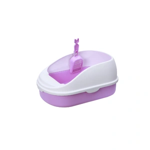 Medium Portable Cat Toilet Litter Box Tray with Scoop Purple
