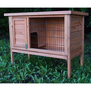 Single Wooden Pet Rabbit Hutch Guinea Pig Cage with Slide out Tray