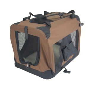 XL Portable Foldable Pet Dog Puppy Cat Soft Dog Cat Crate-Brown