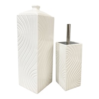 Gloss White  Ceramic Bathroom Accessories Set Toilet Brush Paper Roll Holder