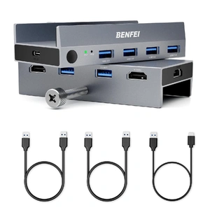 000355GY USB 3.0 HDMI KVM Switch(8K@60Hz) with 4 USB 3.0 Ports for 2 Computers Sharing Monitor Keyboard Mouse