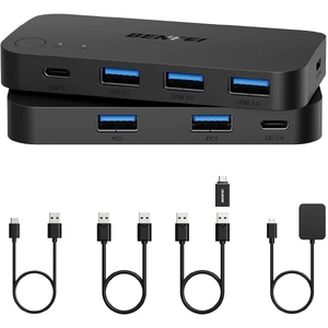 000376BK USB 3.0 Switch, USB Switcher 2 Computers Share 3xUSB 3.0 and 1xUSB C with Remote