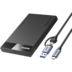 000385BK 2.5 Inch SATA to USB-A + USB-C Tool Free External Hard Drive Enclosure (6Gbps, Optimized for SSD, Support UASP SATA III)