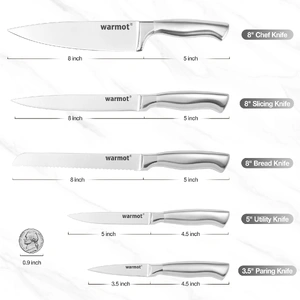 Warmot 5-Piece Ultra Sharp High Carbon Stainless Steel Chefs Kitchen Knife Set with Gift Box (750C)