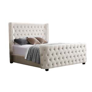 Milan Cream Velvet Tufted  Headboard and End board Bed Frame - Queen Size