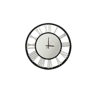 Decorative Beaded Mirrored Clock- Black Beaded 75cm