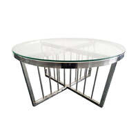Salina Coffee Table 80cm Silver Base - Mirror Glass
