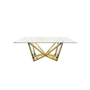 Roula Gold Dining Table - Clear Glass - 240cm x 110cm
