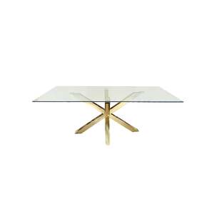 Miles Gold With Clear Glass Dining Table - 90cm x 180cm