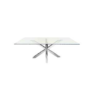 Miles Silver With Clear Glass Dining Table - 90cm x 180cm