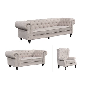 Chesterfield Tufted Lounge Set - Beige