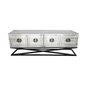 Athens Mirrored TV Unit Table- Black Legs