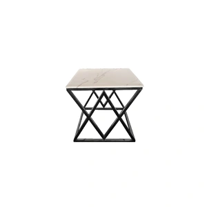 Alsea Side Table Black Base - White Marble