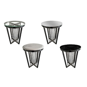 Salina Side Table 45cm Black Base - Black Gklass