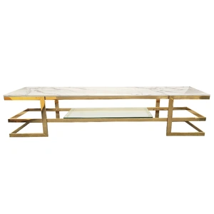 Alexa Gold TV Unit - White Marble