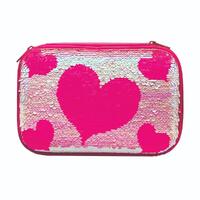 Hearts Reversible Sequin Pencil Case (Pink)