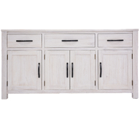 Buffet Table 158cm 4 Door 3 Drawer Solid Mt Ash Timber Wood - White