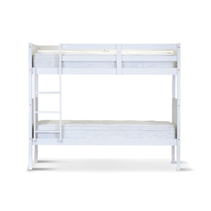 Zinnia Single Bunk Bed Frame Solid Rubber Timber Wood Loft Furniture - White