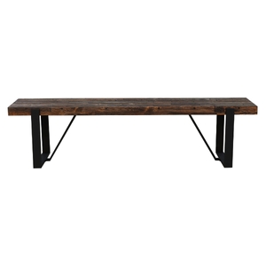 150cm Seat Bench with Metal Leg Pine Wood Top Black