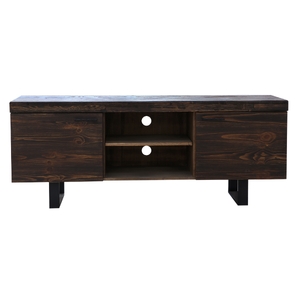 160cm ETU Entertainment TV Unit Solid Pine Wood 2 Door Black