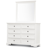 Dresser Mirror 8 Chest of Drawers Bedroom Timber Storage Cabinet - White