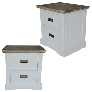 Set of 2 Bedside Table 2 Drawers Storage Cabinet Nightstand White Grey
