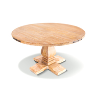 Gloriosa Round Dining Table 135cm Pedestal Solid Mango Timber Wood - Honey Wash