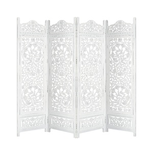 Glenrothes 4 Panel Room Divider Screen Privacy Shoji Timber Wood Stand - White