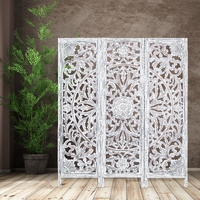Bredbury 3 Panel Room Divider Screen Privacy Shoji Timber Wood Stand - White